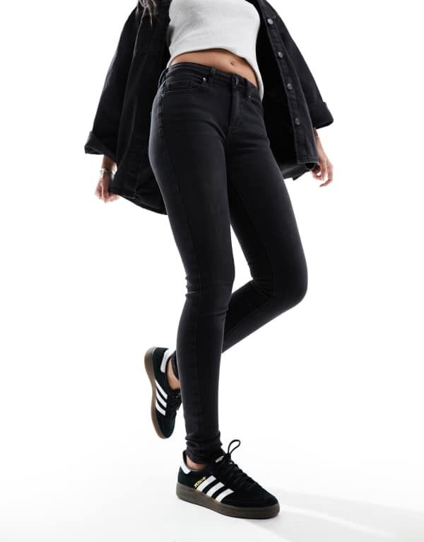 オンリー レディース ボトムス デニムパンツ ジーンズ Only blush mid waist skinny jeans BLACK DENIM ブラック