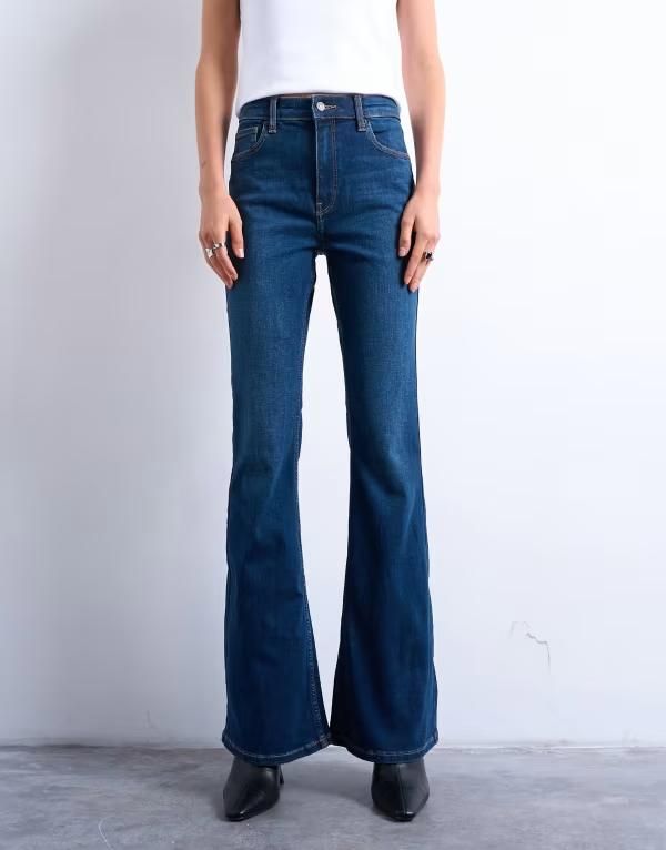 トップショップ レディース ボトムス デニムパンツ ジーンズ Topshop Jamie flare high rise jeans in rich Rich ブルー