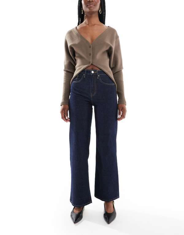 オンリー レディース ボトムス デニムパンツ ワイドレッグ コントラスト ジーンズ ONLY Juicy high waisted wide leg jeans with contrast stitc