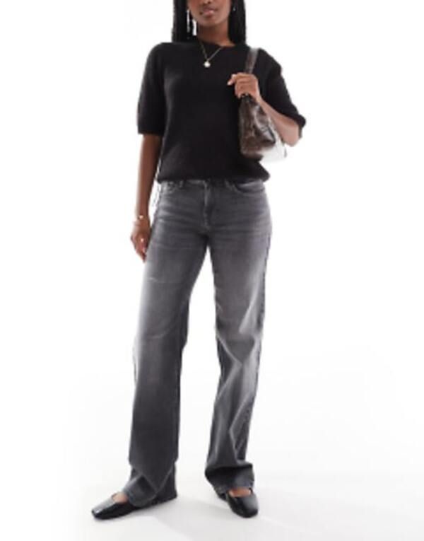 オンリー レディース ボトムス デニムパンツ ワイドレッグ ローライズ ジーンズ ONLY Judy low rise wide leg jeans Gray Denim グレー