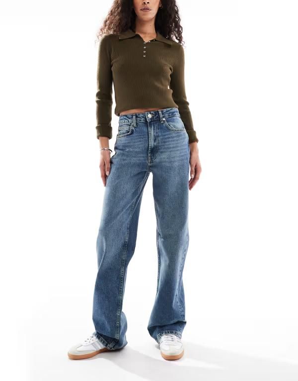エイソス レディース ボトムス デニムパンツ ヴィンテージ ストレート ASOS DESIGN comfort stretch straight leg jean in vintage wash Vi