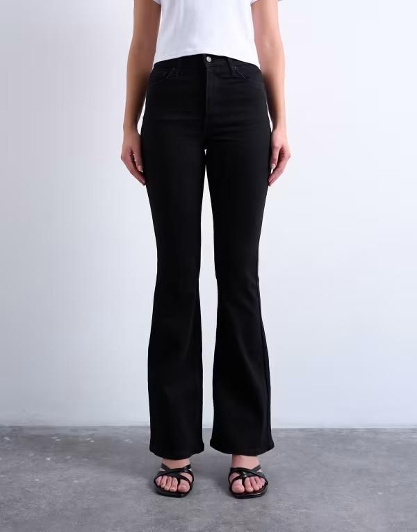 トップショップ レディース ボトムス デニムパンツ ジーンズ Topshop Jamie flare high rise jeans Black ブラック