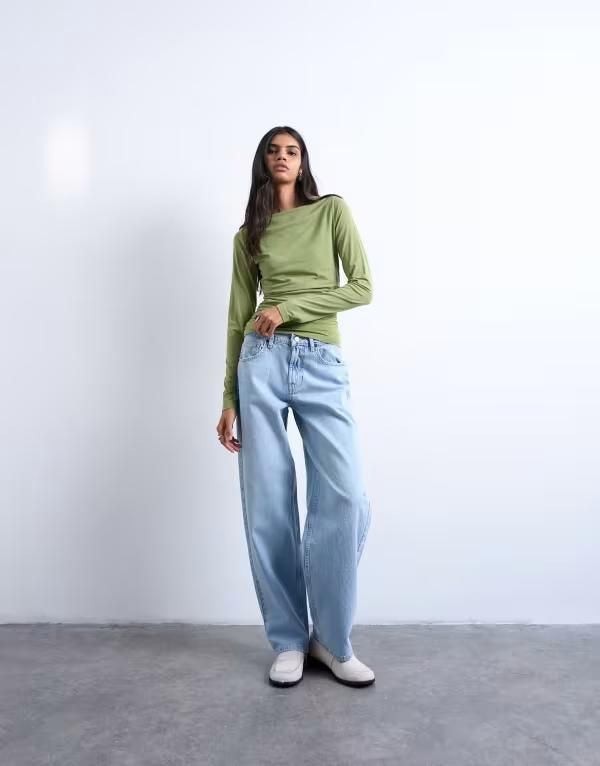 トップショップ レディース ボトムス デニムパンツ ローライズ ジーンズ Topshop Lowrie low rise baggy jeans in bleach