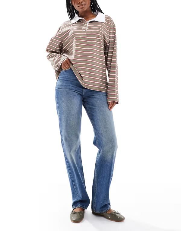 ピーシーズ レディース ボトムス デニムパンツ ストレート ジーンズ PIECES Kate high rise straight leg jeans in medium Medium blue de