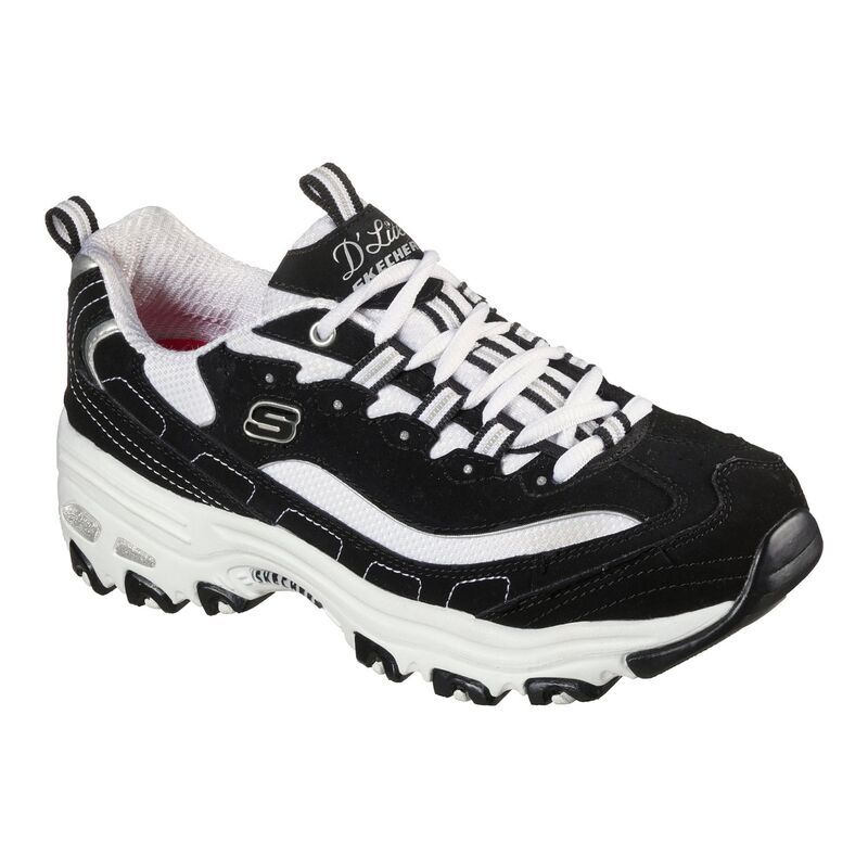 スケッチャーズ レディース シューズ スニーカー Skechers DLites Womenshoes Black White Nubuck ホワイト