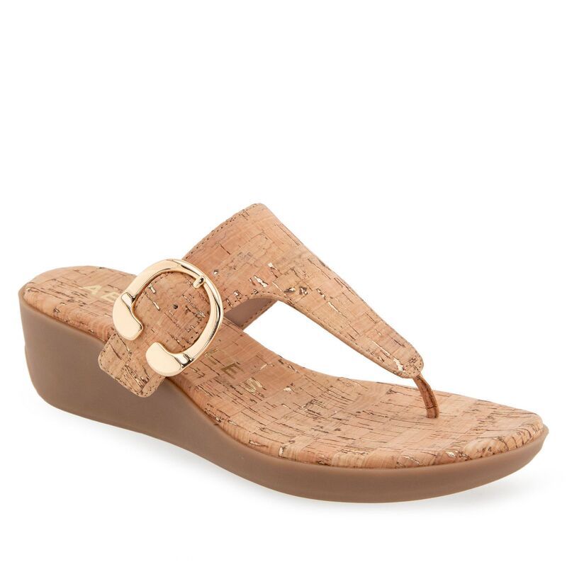 エアロソールズ レディース シューズ サンダル Aerosoles Izola Womens Wedge Sandals Cork Gold Flecks ゴールド