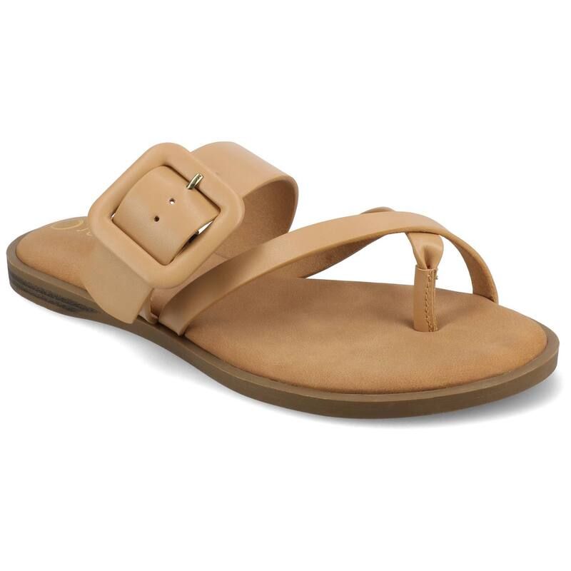 ジャーニー レディース シューズ サンダル Journee Layra WomenslipOn Toe Post Flat Sandals Tan タン
