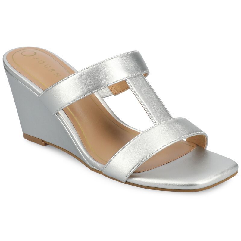 ジャーニー レディース シューズ サンダル Journee Collection Clodie WomenslipOn Wedge Sandalsilver シルバー 14,686円