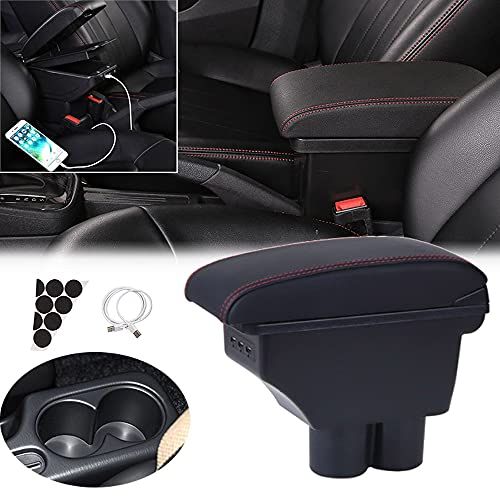 JB23 JB33 JB43 ジムニー適用 シェラ JB64 JB74 車用アームレスト 組み立て不要の一体式 車内大容量収納ボック センターコンソールボックス USB充電ポート付き クロス付 二層タイプ 小物入れ 車種専用設計 長距離運転最 de90d1dd