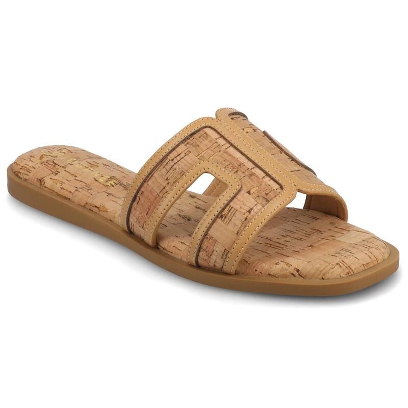 ジャーニー レディース シューズ サンダル Journee Primah Band SlipOn Womens Flat Sandals Cork