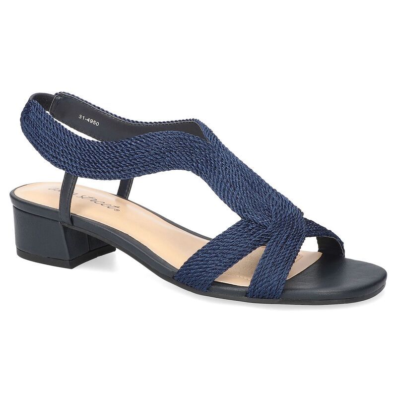 イージーストリート レディース シューズ サンダル ヒール Easy Street Festival Block Heel Womens Woven Sandals Navy Woven ネイビー