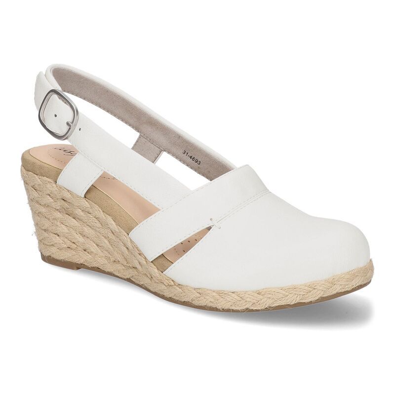 イージーストリート レディース シューズ サンダル Easy Street Stargaze Womens Espadrille Wedge Sandals White ホワイト