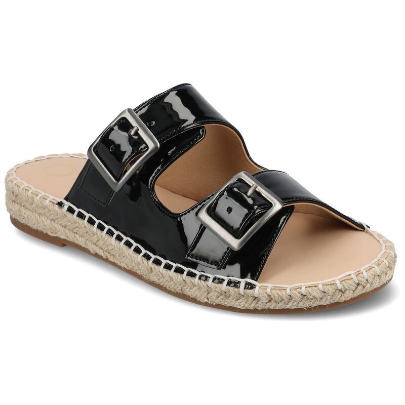 ジャーニー レディース シューズ サンダル Journee Womens Tresah Double Strap Espadrille Sandals Patent Black ブラック