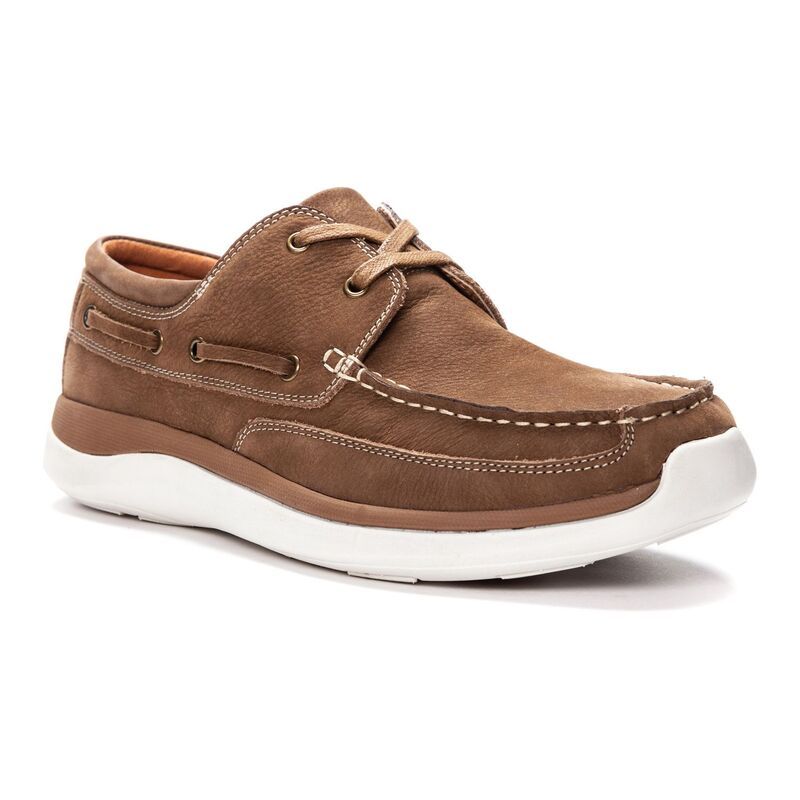 プロペット メンズ シューズ レザー Propet Pomeroy Mens Leather Boat Shoes Timber