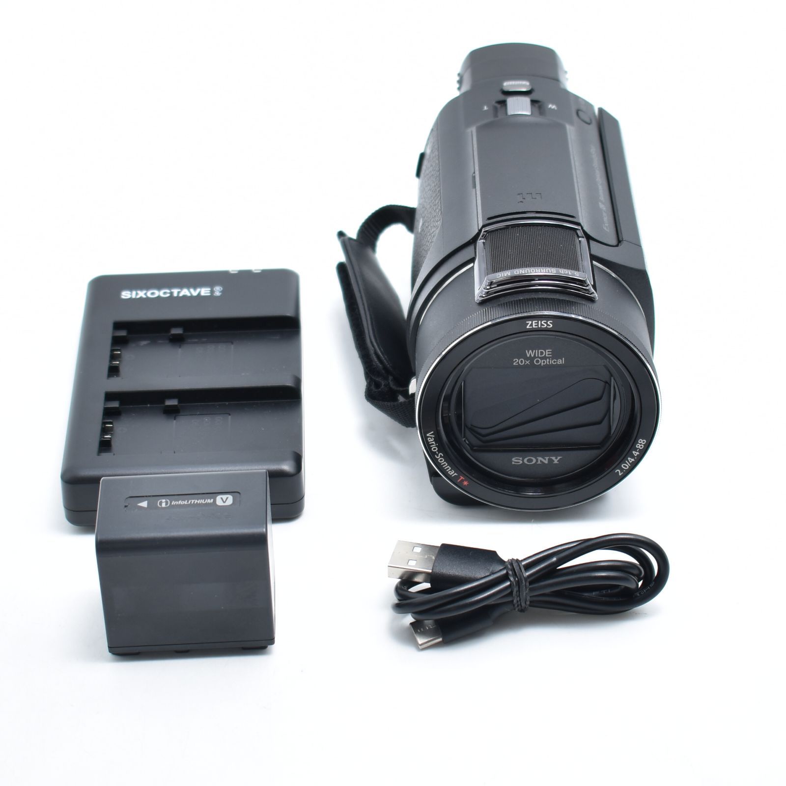 B#12455 SONY(ソニー) 4K ビデオカメラ Handycam FDR-AX60 ブラック 内蔵メモリー64GB 光学ズーム20倍 空間光学手ブレ補正 FDR-AX60