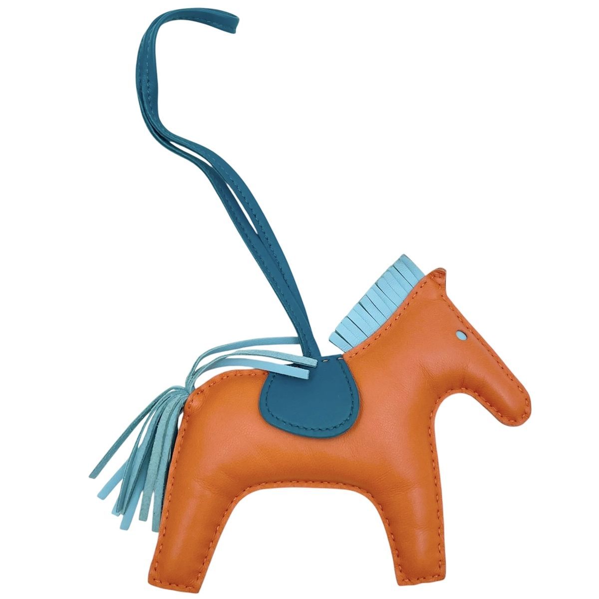 極上美品　エルメス　ロデオ　チャーム　馬　水色 中古】 HERMES エルメス ロデオチャームMM 馬 バッグチャーム オレンジ