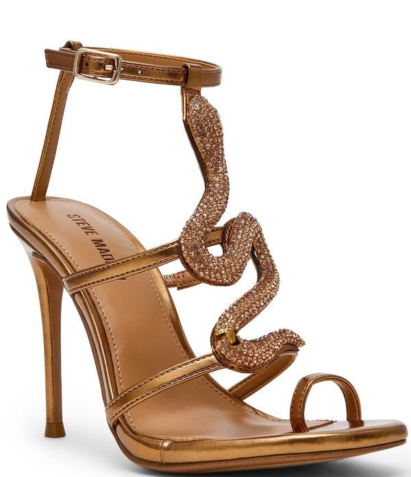 スティーブ マデン レディース シューズ サンダル ラップワンピース アンクル Steve Madden Python Snake Hardware Strappy Ankle Wrap Dressa