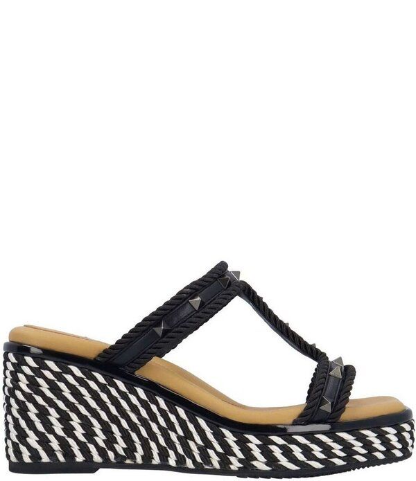 ジェイレニー レディース シューズ サンダル プラットフォーム J Renee Tavelle Rope and Pyramid Stud Platform Wedge Slide Sandals B