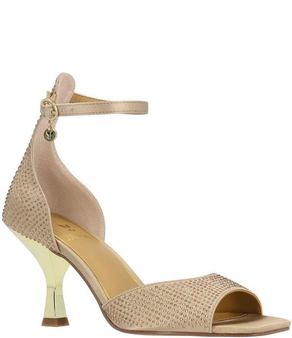 ジェイレニー レディース シューズ サンダル サテン アンクル J Renee Lantana Satin Rhinestone Ankle Strap Dressandals Beige ベージュ