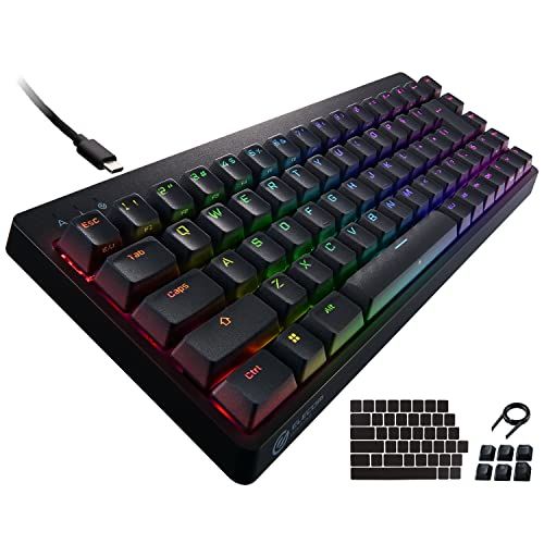 エレコム ゲーミングキーボード 有線 V-custom VK300S RGB テンキーレス 65%サイズ メカニカル ネオクラッチキーキャップ 銀軸 スピードリニア USBポート搭載 TK-VK300SBK★ d8b364d5