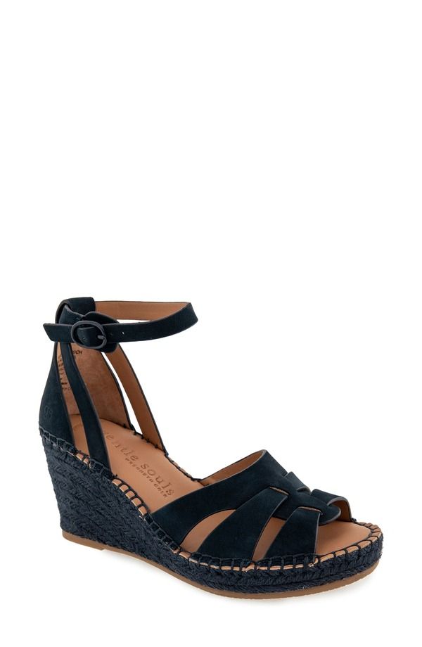 ジェントルソウルズ レディース シューズ サンダル Gentle Souls Espadrille Wedge Sandal Navy Nubuck ネイビー
