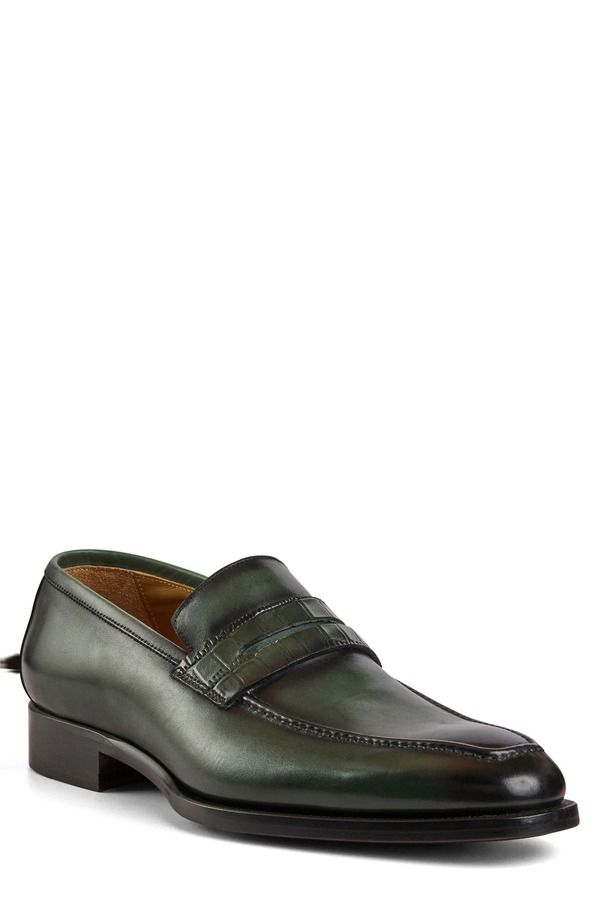ブルーノマグリ メンズ シューズ ローファー Bruno Magli Emilio Penny Loafer Green Croc グリーン