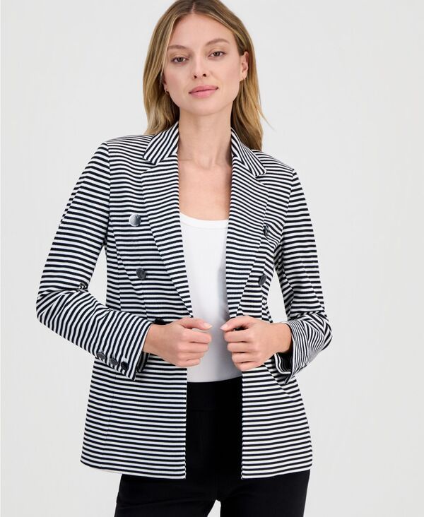 【送料無料】 アンクライン レディース ジャケット・ブルゾン アウター Womens Faux DoubleBreasted NotchCollar Jacket Anne Black White D