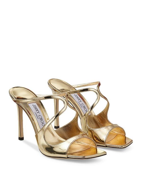 ジミーチュー レディース シューズ サンダル ヒール Jimmy Choo Womens Anise 95 Strappy High Heel Slide Sandals Gold Metallic