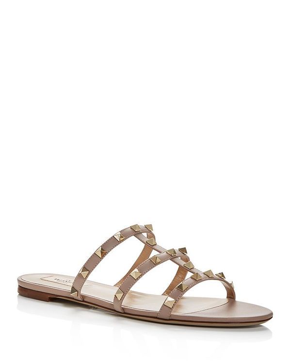 ヴァレンティノ レディース シューズ サンダル Valentino Garavani Womens Rockstud Slide Sandals Poudre