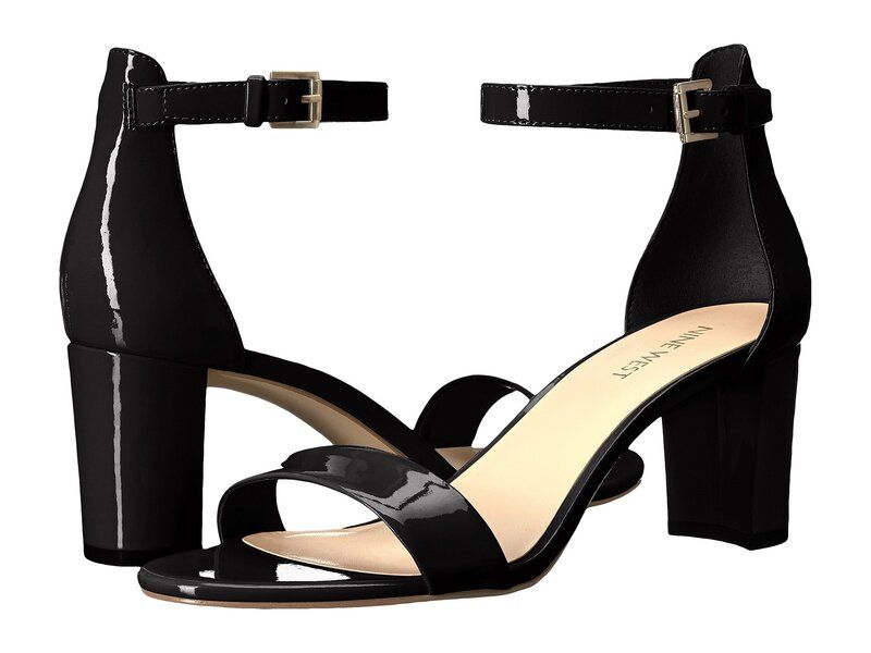 ナインウェスト レディース シューズ ヒール サンダル Nine West Pruce Block Heel Sandal Black Sleek Pat ブラック