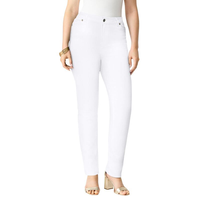 ロアマンズ レディース ボトムス デニムパンツ ストレート プラスサイズ Roamans Womens Plusize Classic Stretch Straight Leg Jean White