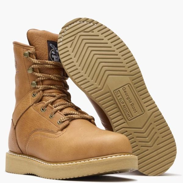 ジョージブーツ メンズ シューズ ブーツ・レインブーツ Georgia Boot Mens 8 Wedge Work Boot Barracuda Gold ゴールド