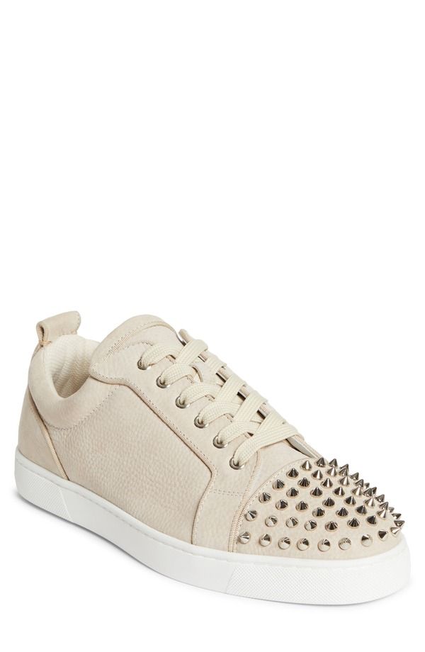 クリスチャン・ルブタン メンズ シューズ スニーカー Christian Louboutin Louis Junior Spikes Orlato Sneaker Beige Silver ベージュ