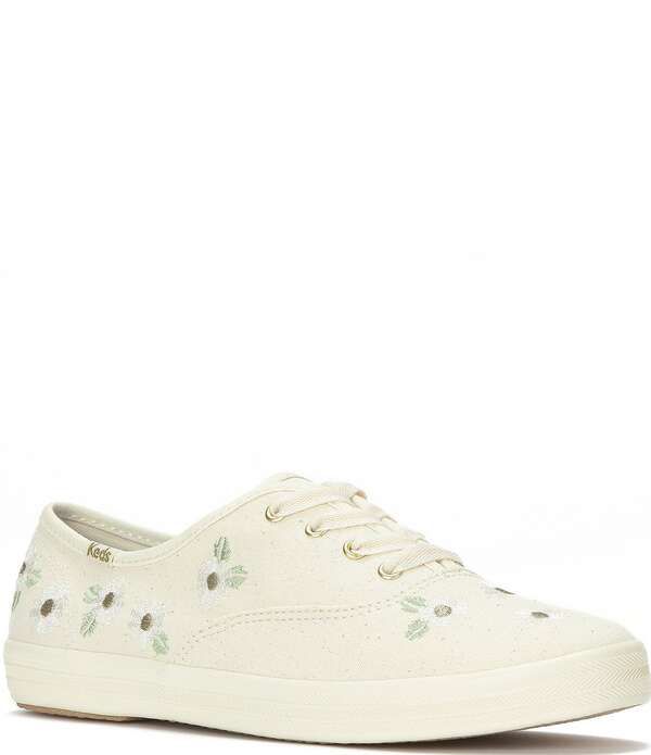 ケッズ レディース ボトムス カジュアルパンツ フラワー柄 スニーカー レース フラワー Keds Champion Canvas Floralace Up Sneakers Egret