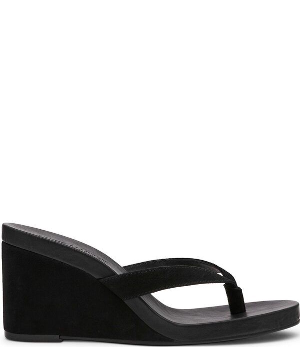 スティーブ マデン レディース シューズ サンダル スエード Steve Madden Playing Suede Wedge Thong Sandals Black ブラック