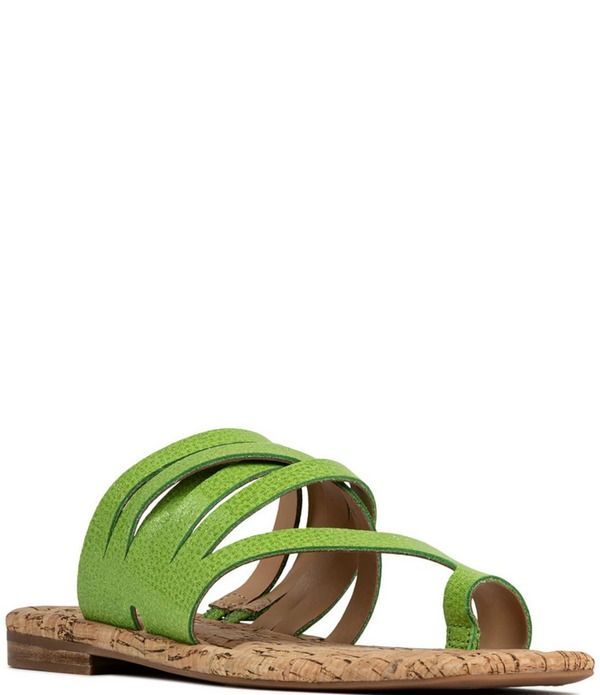 ドナルドプリネール レディース シューズ サンダル レザー Donald Pliner Hazie Leather Strappy Toe Ring Flat Sandals Kiwi