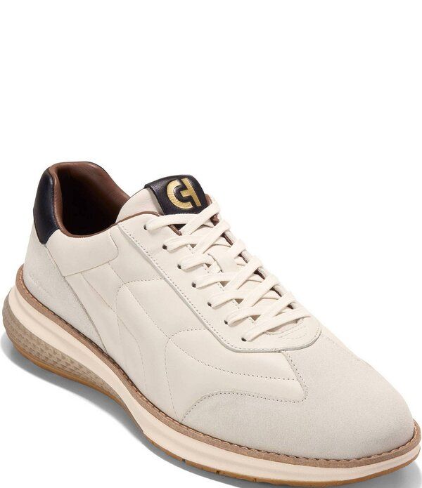 コールハーン メンズ シューズ スニーカー レザー Cole Haan Mens GrandPro Touchlinenergyweave Leather Nubuck Sneakers IvoryS