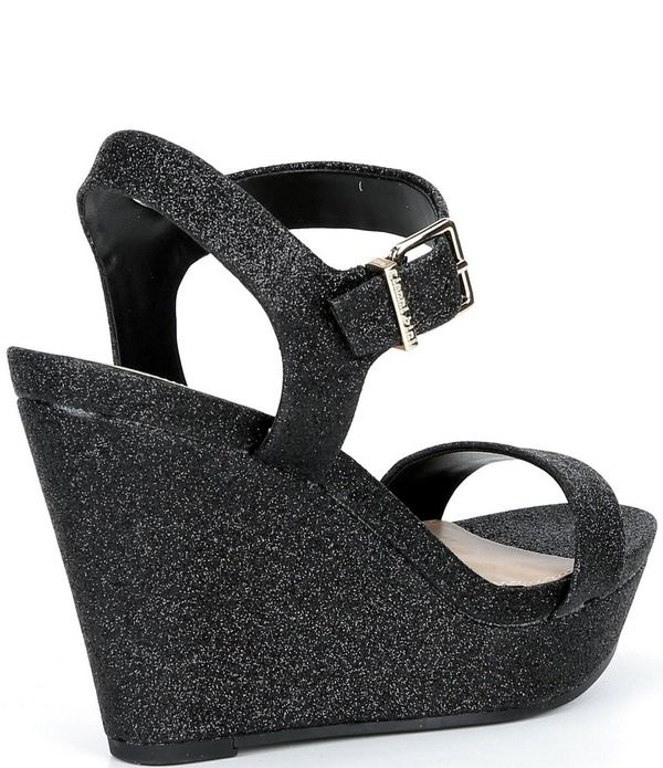 ジャンビニ レディース シューズ サンダル プラットフォーム Gianni Bini Telmma Glitter Platform Wedge Sandals Black ブラック