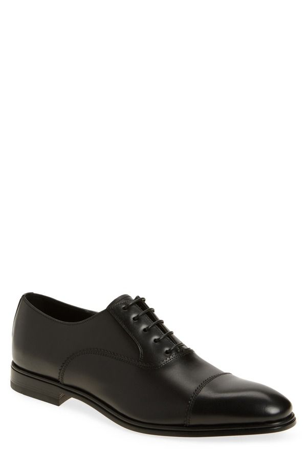 フェラガモ メンズ シューズ オックスフォード キャップ FERRAGAMO Boston Cap Toe Oxford Nero