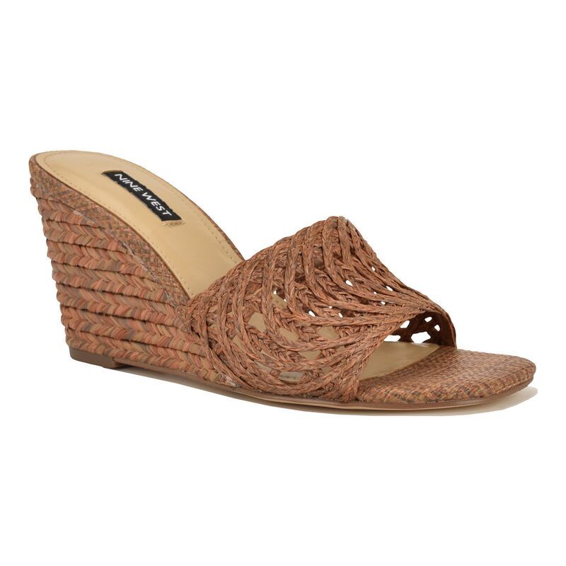 ナインウェスト レディース シューズ サンダル Nine West Nimma WomenslipOn Wedge Sandalsquare Toe Medium Brown ブラウン