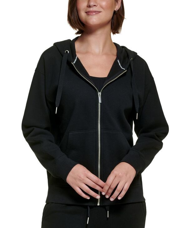 カルバンクライン レディース アウター パーカー・スウェット 長袖 フリース Calvin Klein Womens Fleece LongSleeve ZipFront Hoodie Black ブ