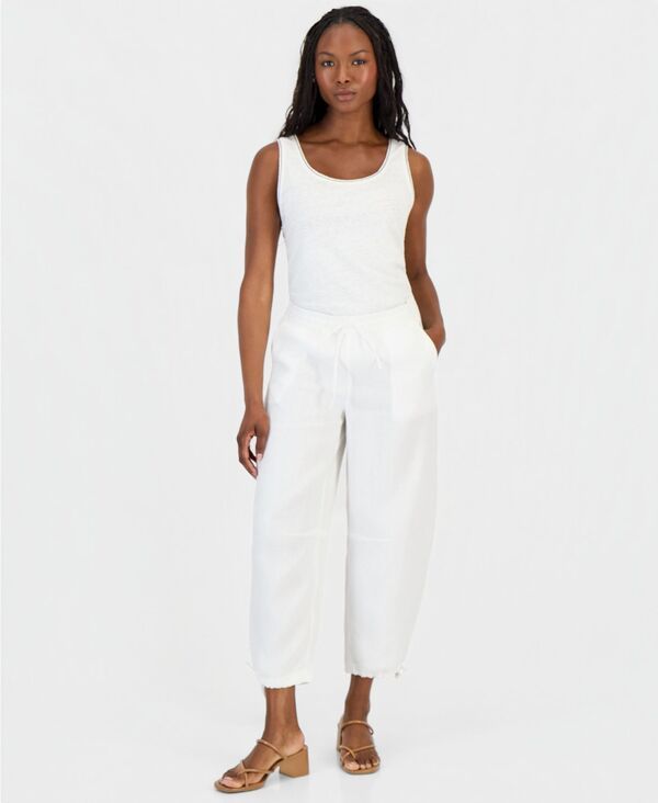 チャータークラブ レディース ボトムス カジュアルパンツ リネン Charter Club Womens 100 Linen Drawstring BarrelLeg Pants Macys Excl