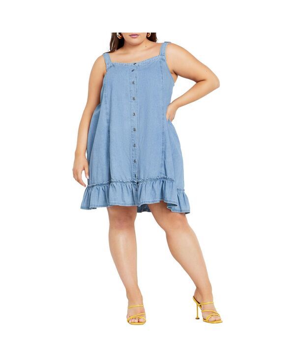 シティーシック レディース トップス ワンピース プラスサイズ ミニ デニム CITY CHIC Plusize Denimini Dress Light denim デニム