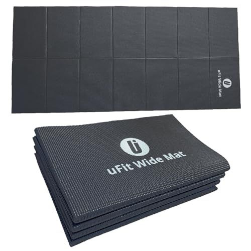 R◆【日本国内メーカー】uFit Widemat ワイドマット ヨガマット 折りたたみ 幅広 大きめ 6mm 痛くない 滑らない 90cm×200cm プロアスリート 水谷隼 愛用 PVC 洗える 臭くない 低反発 持ち運び (ダスティブルー 73159a2f