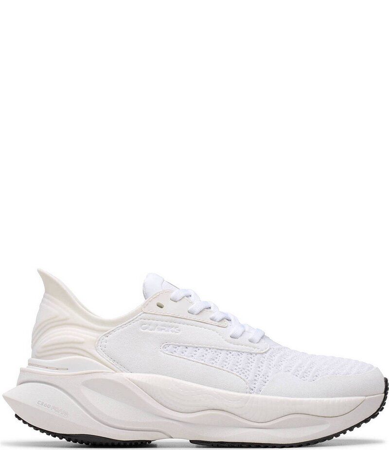 クラークス レディース シューズ スニーカー プラットフォーム ニット Womens Clarks Pace Woven Knit Platform Sneakers White ホワイト