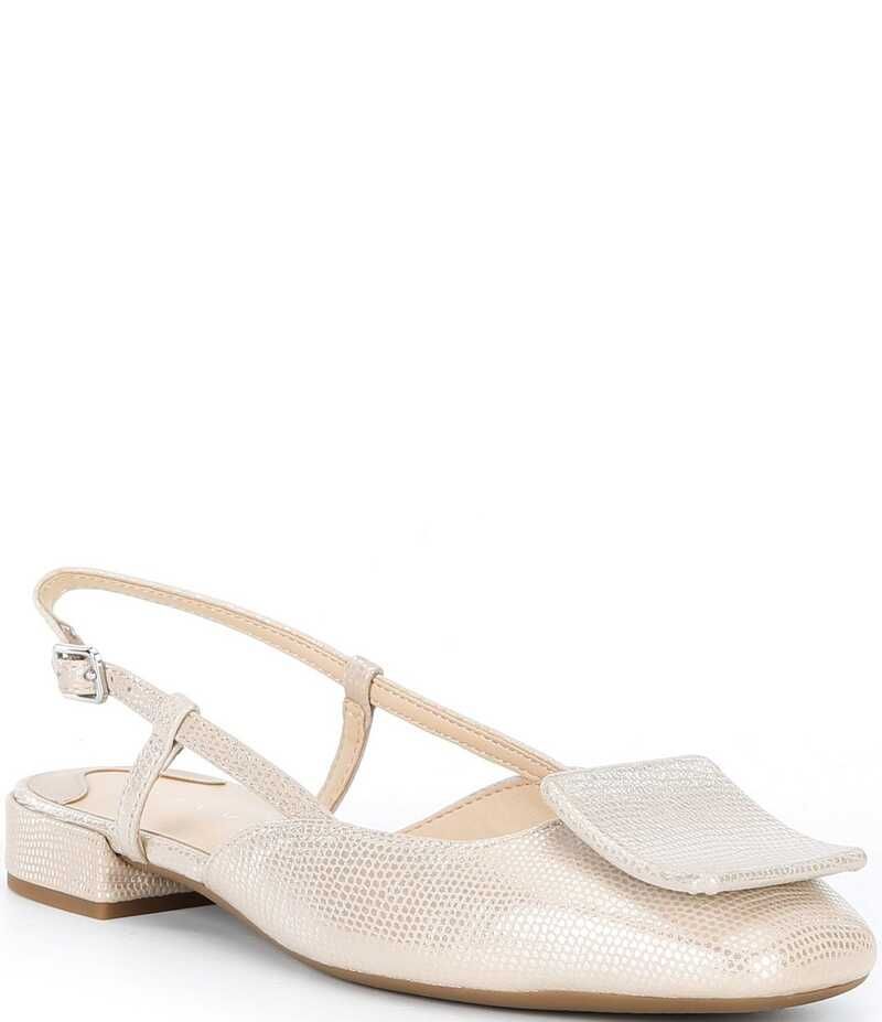 アレックスマリー レディース シューズ パンプス レザー Alex Marie Lizard Embossed Leather Ornament Slingback Flats Natural Pea