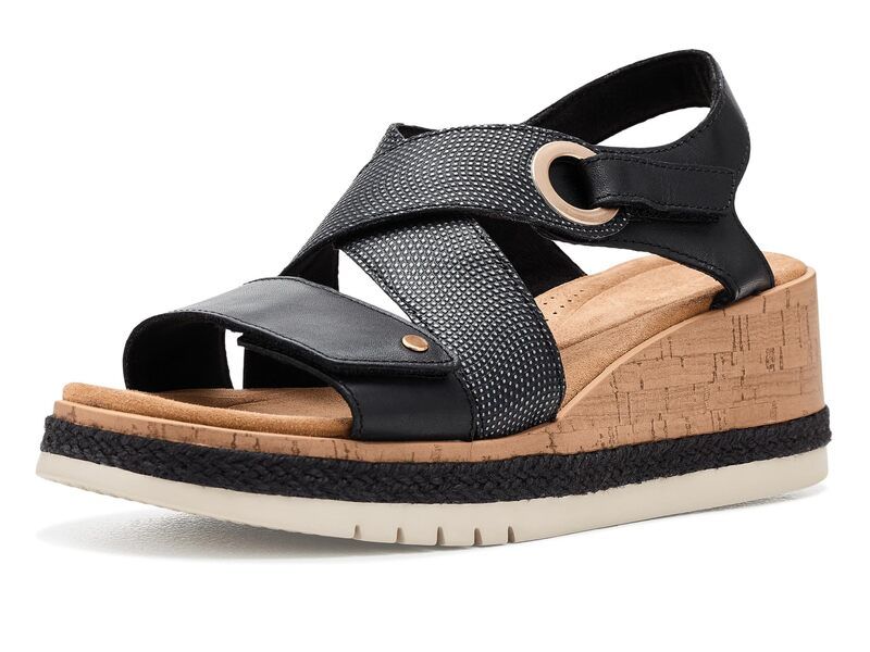 クラークス レディース シューズ ヒール Clarks Kidiki Sun Black Combi Leather ブラック