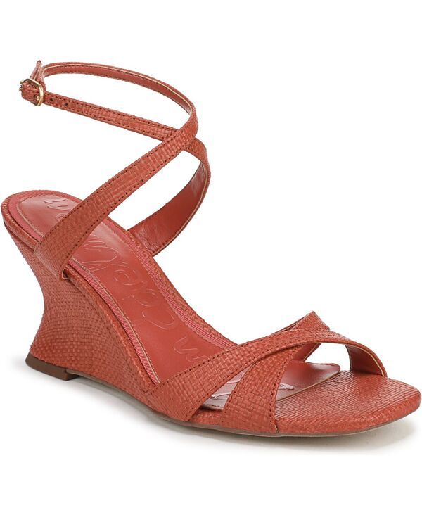 サムエデルマン レディース シューズ サンダル Sam Edelman Womens Davi Strappy Wedge Sandals Coral Clay Faux Raffia コーラル
