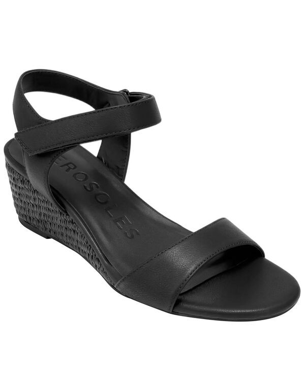 エアロソールズ レディース シューズ サンダル Aerosoles Womens Wel Open Toe Wedge Sandals Black ブラック