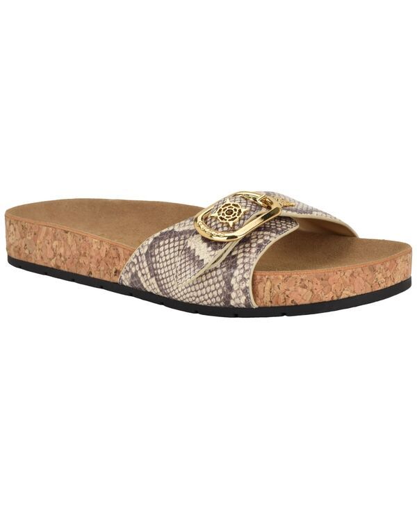 ゲス レディース シューズ サンダル GUESS Womens Locela Ornamented Flat Cork Footbed Sandals Light Natural Snake